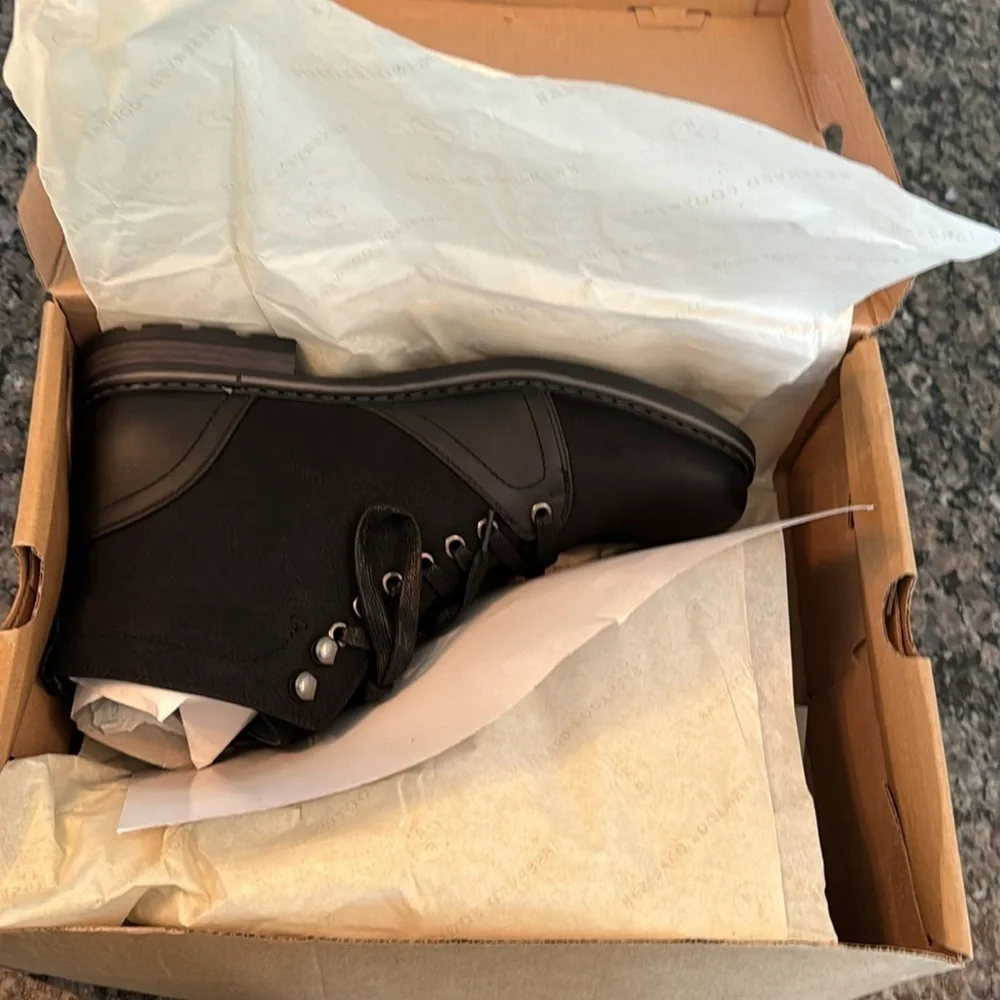 Reserved footwear black lace boot NIB 10
